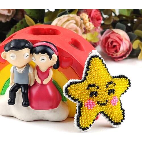 Lucky Leaves DIY Giraffe Clover Star Handcrafts Beading Embroidery Key Ring Kit Key Chain Needlework Totoro Beading Embroidery