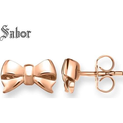 Bow Knot Rose Gold Color Stud Earrings 2020 New Bowknot Jewelry silver color party Ear Gift For Women Lover thomas