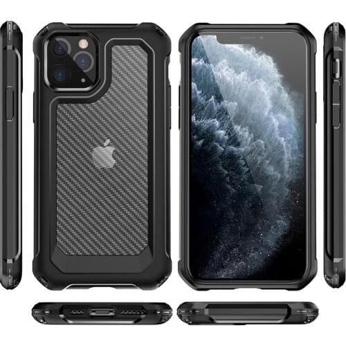 FLOVEME Carbon Fiber Pattern Military Phone Case For iPhone 12 Mini Pro Max 11 X XS Max XR 7 8 6 Plus Silicone Protective Cover