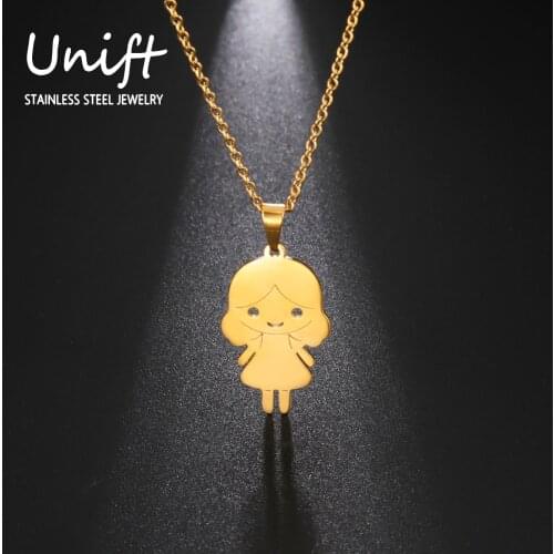 Unift Cute Boys And Girls Pendant Necklaces Classic Alphabet Capitals Initial Stainless Steel Jewelry Couple Birthday Party Gift