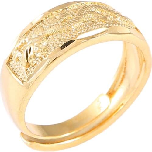 Vintage Ethnic Gold Color Chinese Dragon Men Women Trendy Ring Jewelry