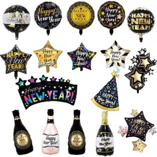 Happy New Year 2022 Decorations Wine Bottle Foil Balloons for Christmas Home Decor Air Globos New Year Eve Party Noel Navidad