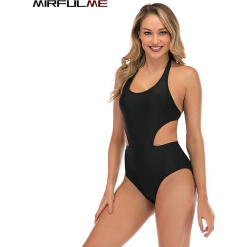2020 One Piece Swimsuit Women Solid Swimwear Woman Backless Monokini Elastic Bodysuit Jumpsuit Bathing Suit Swim Halter Biquini