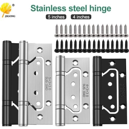 2pcs (1Pair) New Furniture Accessories 4 "5-inch Free Slotted Door Hinge Thickened Silent 304 Stainless Steel Mother