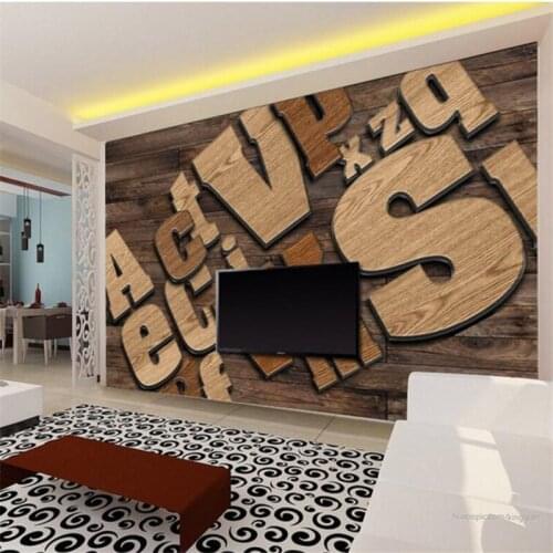 Beibehang Custom Wallpaper 3d Stereo Photo mural Wooden English Letter Background Wall Living Room Wallpaper 3d papel de parede