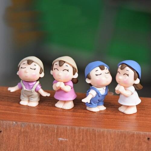 4PCS Cute Little Lovers Miniature Landscape DIY Ornament Home Garden Dollhouse Decor Lovers Couples Ornament Christmas Gift