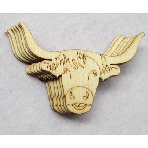 50pcs/bag 79*68mm lovely tauren wood cutting arts Wood Crafts Wedding decoration children teaching DIY accessories A132