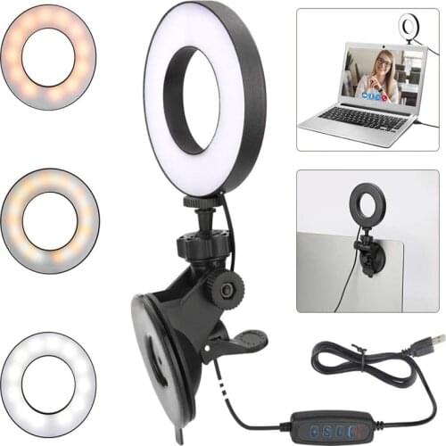 6'' 3200k-6500k Ring Light Led Video Conference Fill Light With Suction cup For PC Laptop Computer Live Streaming Video Light
