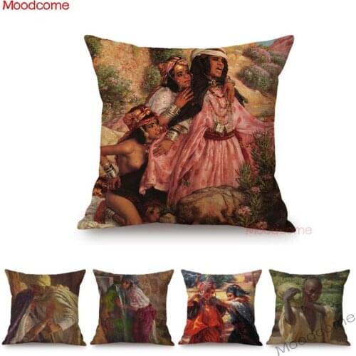 Africa Daily Life Oil Painting Goddess Girl Home Decoration Art Sofa Throw Pillow Case Cotton Linen Square Chair Cushion Covers