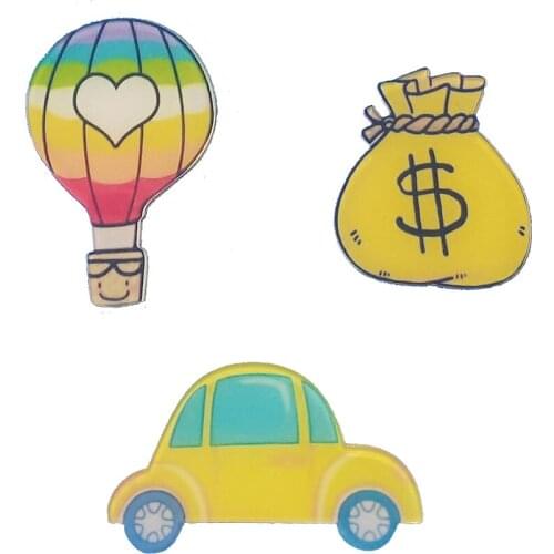 Acrylic Cartoons Brooch White Pins Hot Air Balloon Money Bag Car Wear In Hat/Clothes/Backpack,This Given Friends So Beautiful