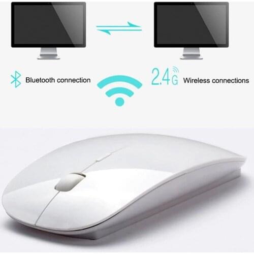Wireless Dual Mode 2 In 1 Cordless Bluetooth 5.0 + 2.4Ghz Mouse 1600 DPI Ultra-thin Ergonomic Portable Optical Mice For PC