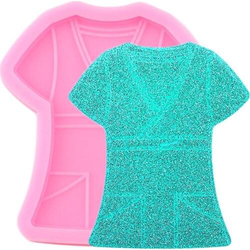 Shiny Glossy Doctor Clothes Keychain Silicone Mould DIY Epoxy Resin Molds Necklace Jewelry Pendant Polymer Clay Moulds