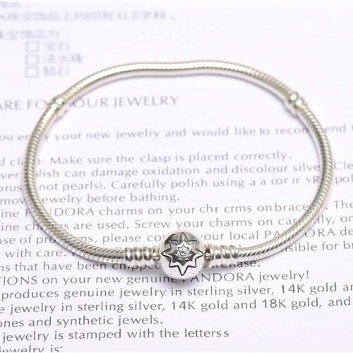 S925 Bracelet Bangle for Women Starry Sky Clasp fit Lady Bead Charm Pendant