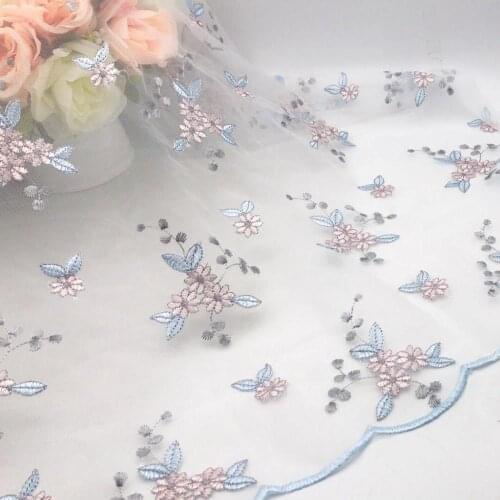 Flower embroidered soft tulle flower mesh fabric girls clothes women dress DIY material home party decoration