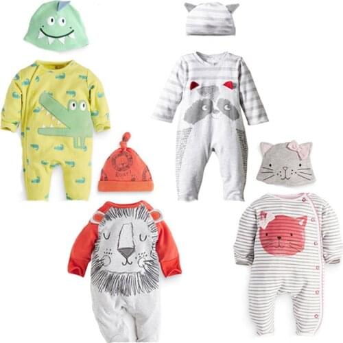Newborn Baby Boy Rompers Cute Animal Bodysuits Unisex Baby Clothing Set Spring Infant Long Sleeve Jumpsuits Baby Girls Clothes