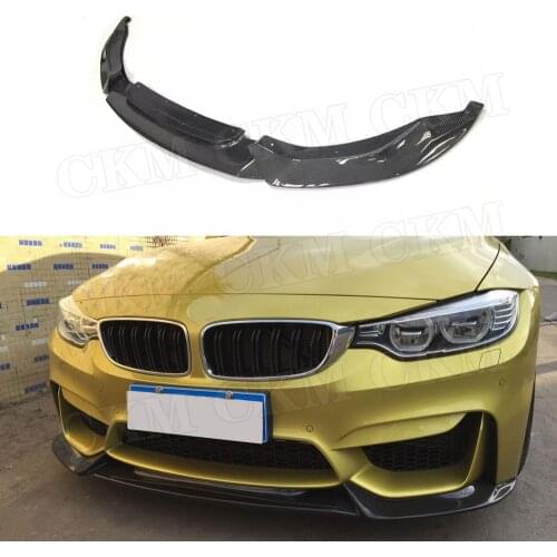 For M3 M4 V Style Carbon Fiber Front bumper Lip for BMW 3 Series F80 M3 4Series F82 F83 M4 2014-2018 FRP black unpainted