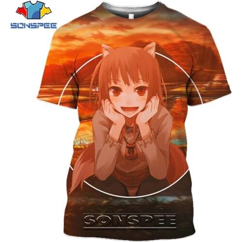 SONSPEE Anime Spice and Wolf Men Women 3D T-shirt Harajuku Sexy Loli Girl Kawaii Summer Fashion Casual Short Sleeve O-Neck Top