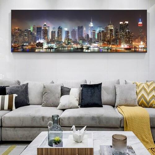 Skyline of New York Landscape Canvas Paintings on the Wall Art Posters And Prints View of Manhattan Canvas Pictures Home Decor