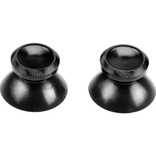 2Pcs Aluminum Alloy Metallic Metal Analog Thumbstick for PS4 4 Black