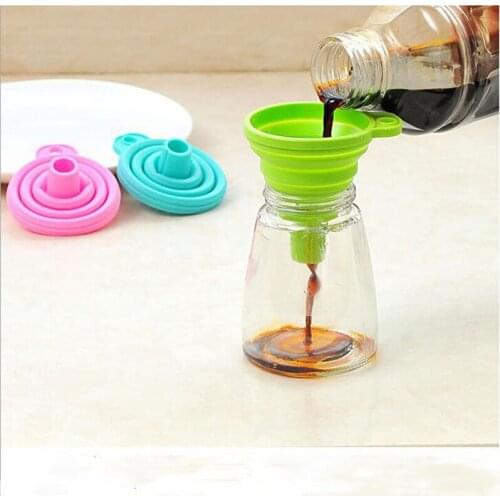 Kitchen Home Mini Food Grade Silicone Folding Telescopic Funnel Kitchen Supplies Household Liquid Dispensing Oil Grid