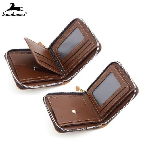 Fashion Zipper Mens Wallet Small Short Credit Card Holder for Male Vintage Mini Man Purse with Coin Pocket Carteira Portfel