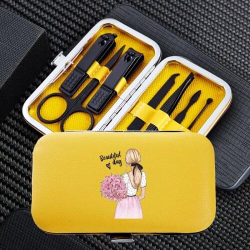 Fashion Girl 7pcs Manicure Nail Clipper Sets Family Travel Stainless Steel Trimmer Clippers Cutter Scissors Accessories Tools