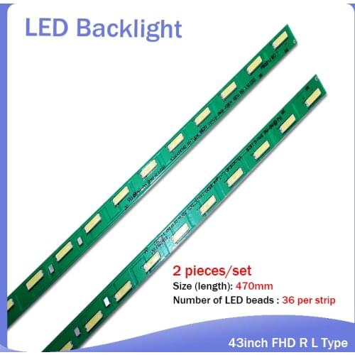 New 2pieces/set 36LED 47cm LED strip for LG 43LF5400 43LF5900 MAK632C7801 G1GAN01-0794A G1GAN01-0793A 43inch FHD R L Type