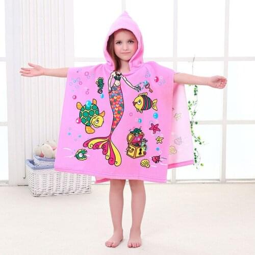 Toddler Hooded Beach Bath Towel Animals Soft Swim Pool Coverup Poncho Cape For Boys Kids Children Bath Robe