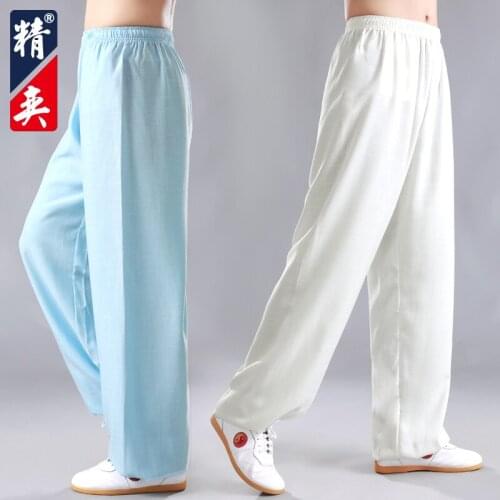 7 Colors Yoga Pants Unisex Loose Linen Bloomers Tai Chi Performance Men Women Martial Arts Pants