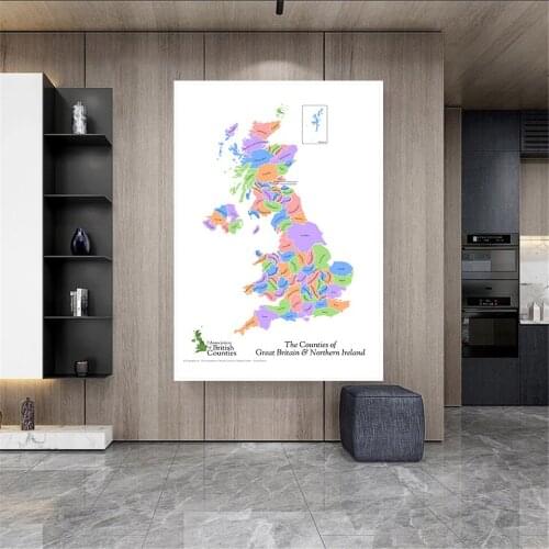 The Great Britain and Northern Ireland Map Canvas Painting Wall Poster Living Room Home Decor Travel School Supplies