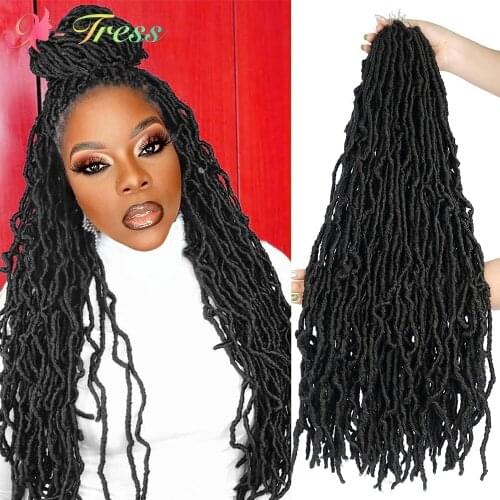 X-TRESS Synthetic Crochet Braids Hair Soft New Faux Locs Ombre Black Long Dreadlocks Synthetic Braiding Hair Extension for Women