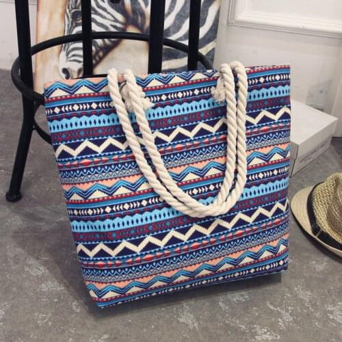 Women Canvas Tote Foldable Shopping Bags Ladies' Casual Shoulder Bag Colorful Striped Beach Bag Flower Cotton Cloth Handbag