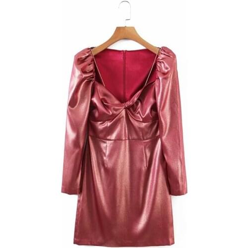 High-quality dress ladies pleated dress long-sleeved V-neck fashion prom dress