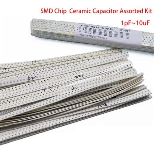 0805 SMD Chip Ceramic Capacitor Assorted Kit 1pF~10uF 50values*50pcs=2500pcs Samples Kit