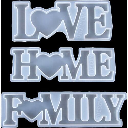 3pcs Large Letter Mold Traparent Silicone Heart Resin Casting Mould Non-toxic For DIY Handmade Craft Party Home Shop Decoration