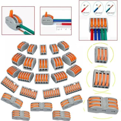 5-100Pcs PCT212-PCT218 SPL-2 SPL-3 Spring Lever Terminal Blocks 0.08-4mm Mini Wire Cable Connectors Conductor Threader Splitter