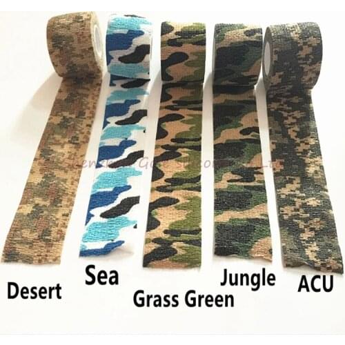 500pcs Camo Outdoor Tactical 4.5M Hunting Shooting Stealth Camouflage Stretch Adhesive Elastic Tape Bandage Wrap Travel Kits