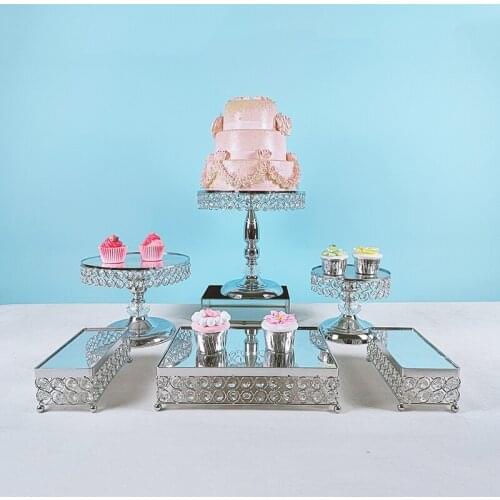 6pcs/lot Electroplate Metal Cake Stand Set Display Wedding Birthday Party Dessert Cupcake Plate Rack