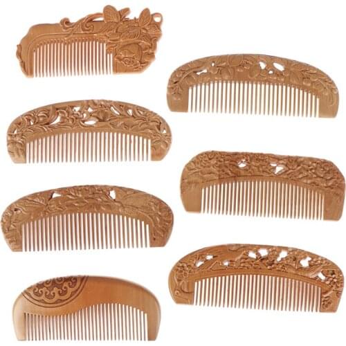 7 Styles Natural Peach Wood Comb Healthy No-static Massage Hair Wooden Comb Health Care New Design Combs