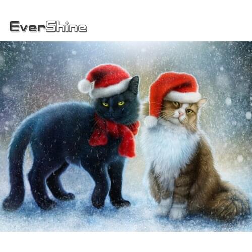 Evershine 5D DIY Diamond Painting Cat Animal New Arrival Diamond Embroidery Christmas Cross Stitch Mosaic Sale Home Decor Gift