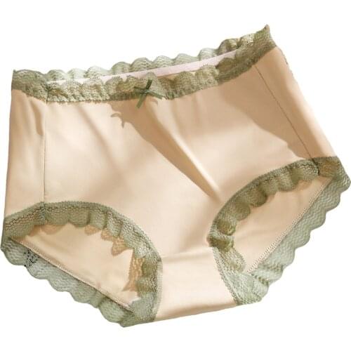 Ten New Ice Silk Lady Underwear Lace High Waist Summer Breathable Cotton Crotch Big Size Sexy And Comfortable Triangle Female