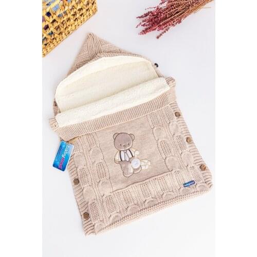 Babymod Teddy Bear Welsoft Baby Swaddle Knitwear Blanket