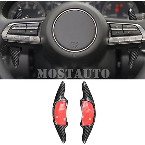 For Mazda CX-30 2020-2021 Mazda 3 2019-2021 Real Carbon Fiber Paddle Paddle Shift Steering Wheel Shifter Extension Black/Red