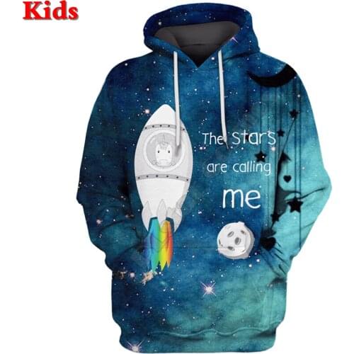 Unicorn Astronut OuterSpace Custom Hoodies 3D Printed Kids Sweatshirt Long Sleeve Boy For Girl Funny Pullover 03