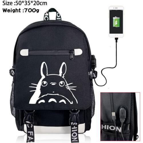 My Neighbor Totoro Cosplay Canvas Backpack USB Port Teentage Laptop Travel Rucksack School Shoulder Bag Gift