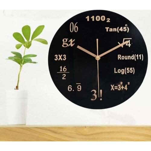 Creative engineering math formula round electronic wall clock living room office quartz mute alarm clock clock