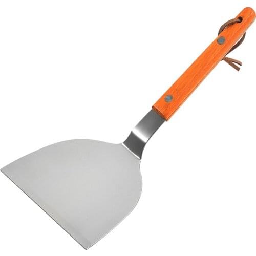 Stainless Steel Wooden Handle Steak Grill Shovel Baking Pizza for Camping Kitchen Frying Shovel HY99