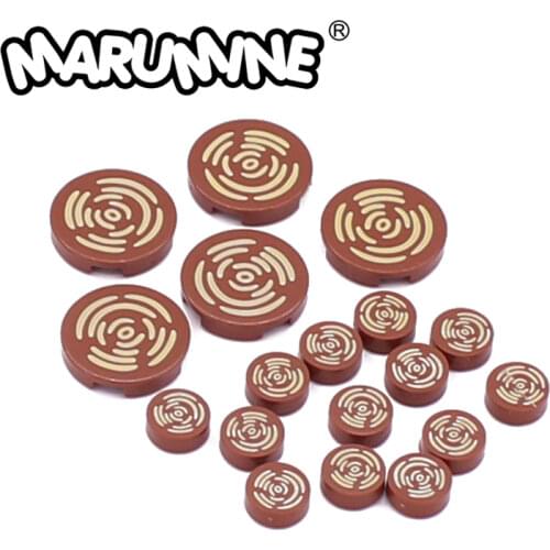 Marumine 14769pb196 / 98138pb042 Tile Round 2x2 With Bottom Stud Holder With Tree Stump / Wood Grain Pattern MOC Assembly Blocks