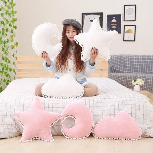 Lovely Moon Star Clouds Plush Pillows Sky Series Stuffed Plush Toys Soft Cushion Sofa Pillow Home Bed Decoration Gifts for Girl