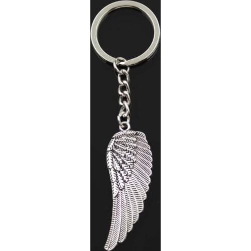 Fashion Angel Wings 55x19mm Pendant 30mm Key Ring Metal Chain Silver Color Men Car Gift Souvenirs Keychain Dropshipping